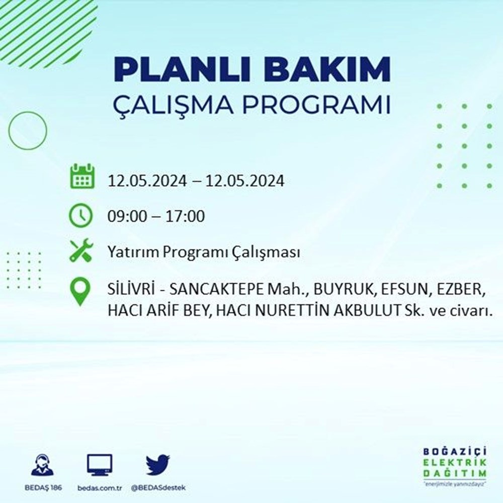 İstanbul'un 10 ilçesinde elektrik kesintisi: Elektrikler ne zaman gelecek? BEDAŞ kesinti programı - 12
