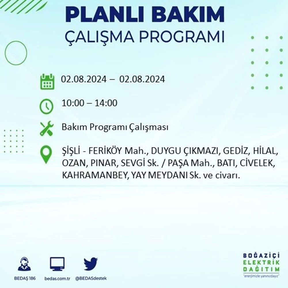 İstanbul'un 22 ilçesinde elektrik kesintisi: Elektrikler ne zaman gelecek? (2 Ağustos BEDAŞ kesinti programı) - 61