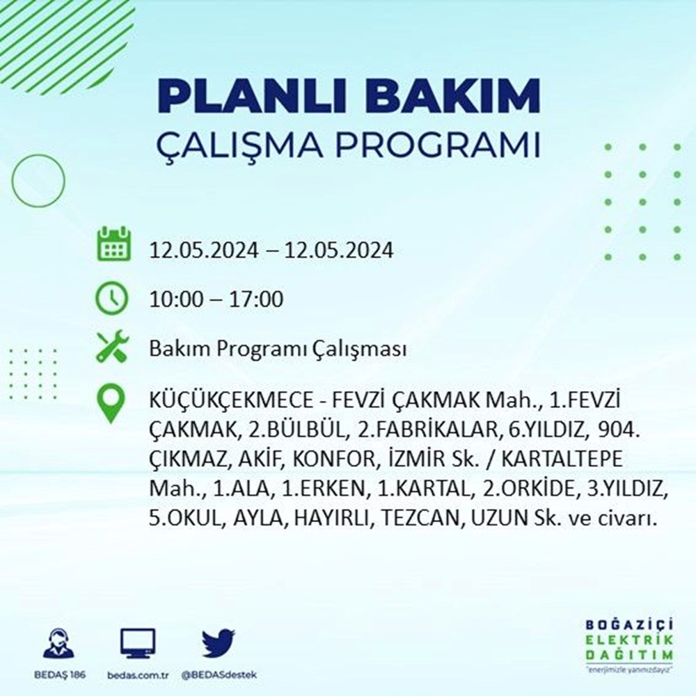 İstanbul'un 10 ilçesinde elektrik kesintisi: Elektrikler ne zaman gelecek? BEDAŞ kesinti programı - 10