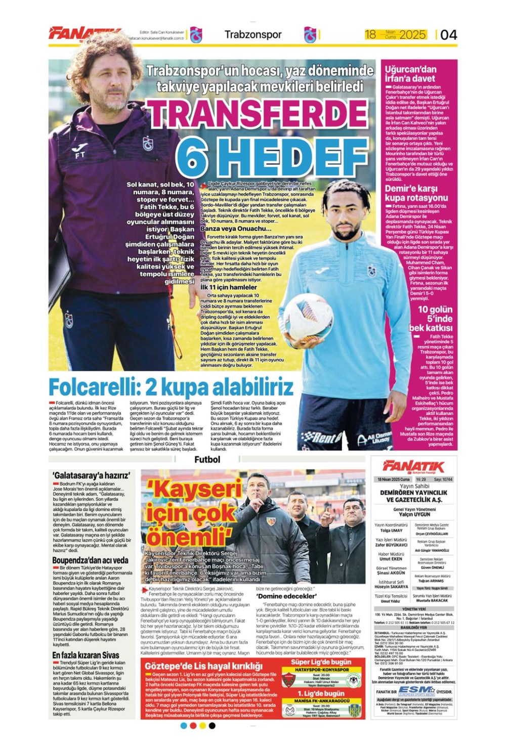 "Kolo Muani bombası" (18 Nisan 2025 spor manşetleri) - 14