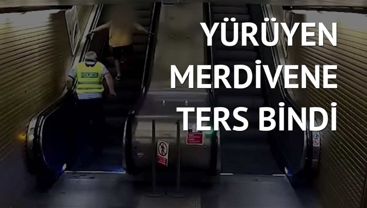Yürüyen merdivene ters binen hırsız böyle yakalandı