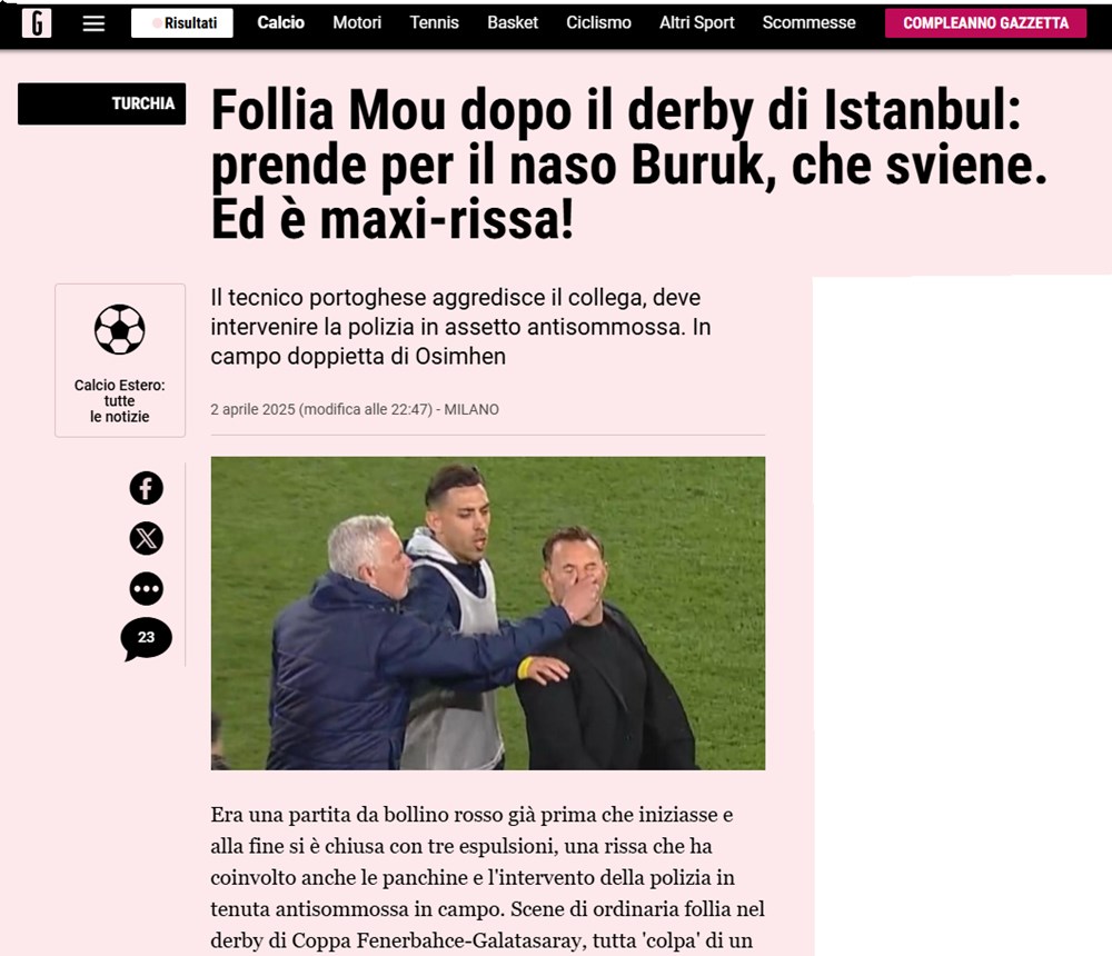 Mourinho'nun Okan Buruk'a hareketi dünya basınında - 9