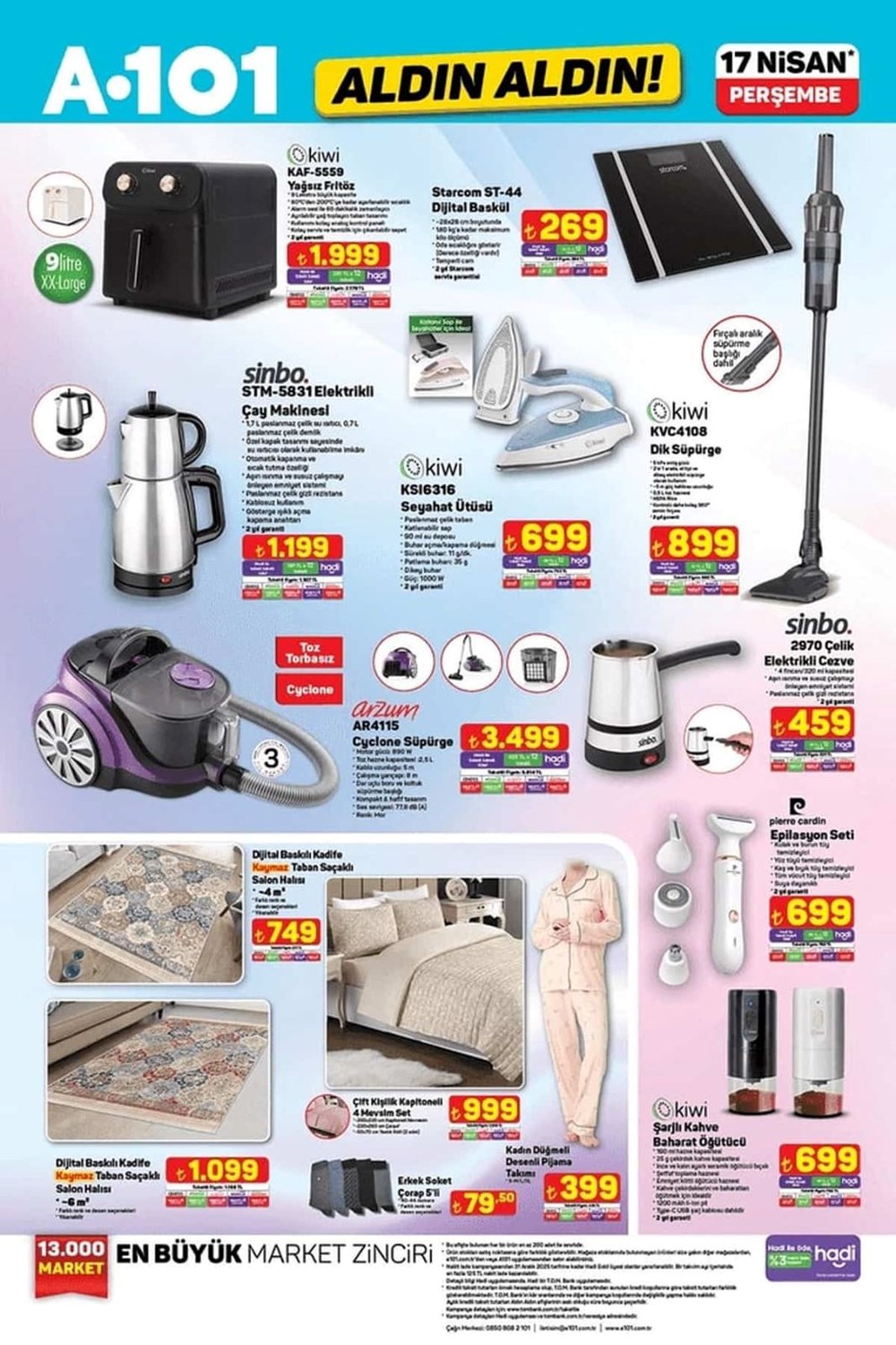 A101 Aktüel Kataloğu 17-24 Nisan indirimleri: Beyaz eşya, yatak, küçük konut aletleri geliyor 75 iyt2tDzt USQwE3rW64AIg
