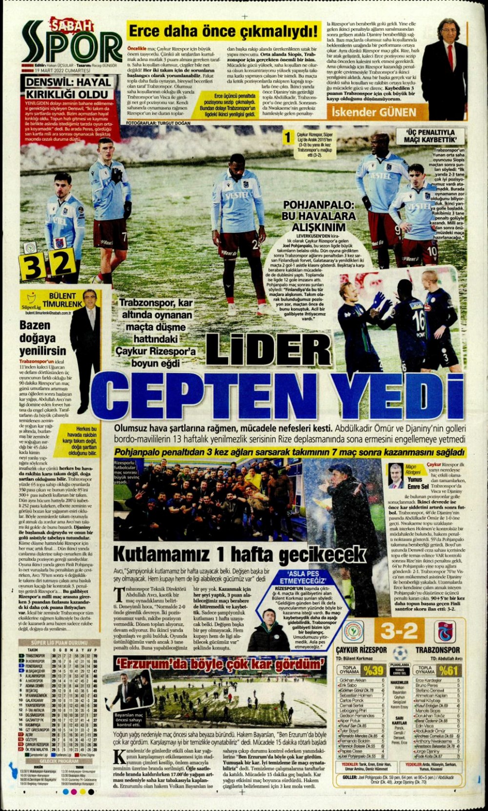 Günün spor manşetleri (19 Mart 2022) - 8