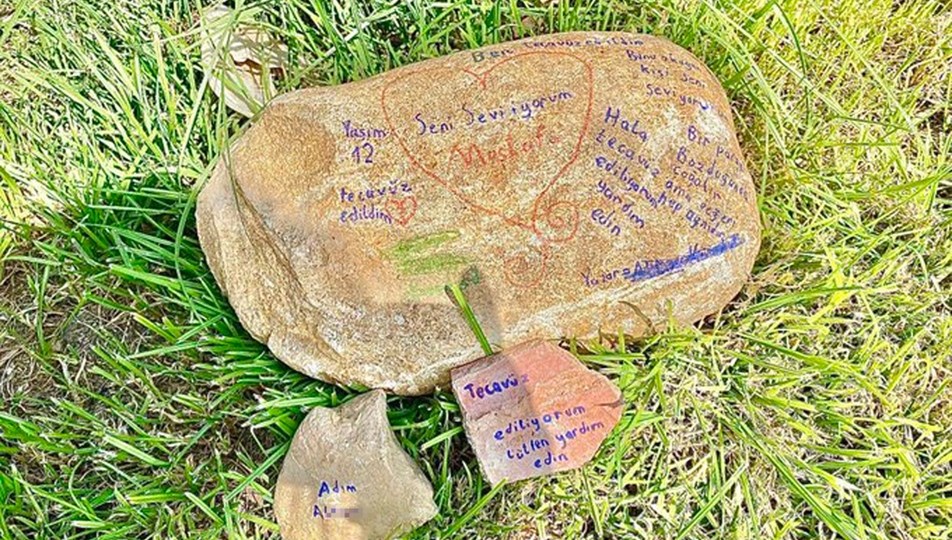 Taştaki 'tecavüz ediliyorum' yazısı gerçek çıktı, şüpheli komşu yakalandı