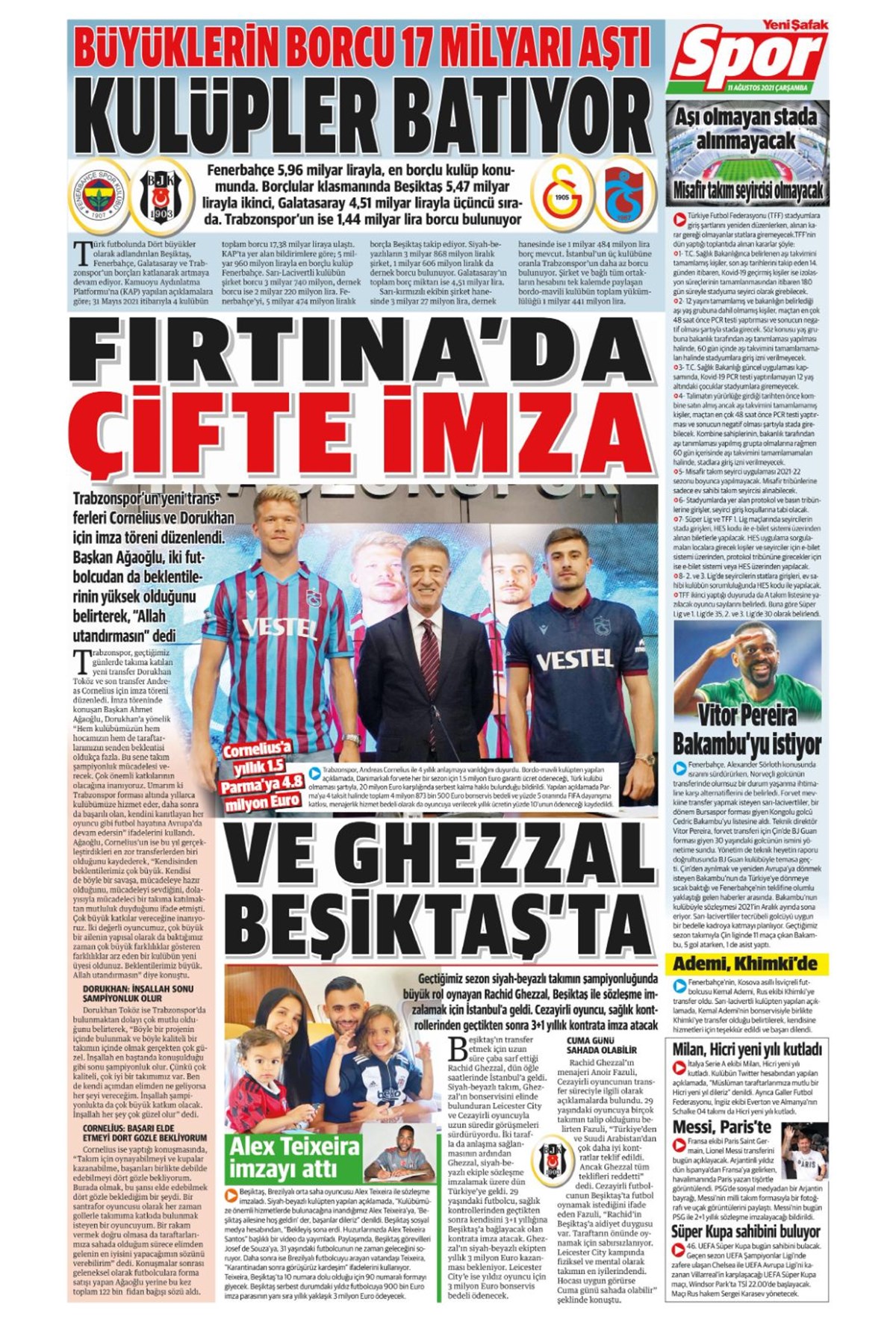 Günün spor manşetleri (11 Ağustos 2021)