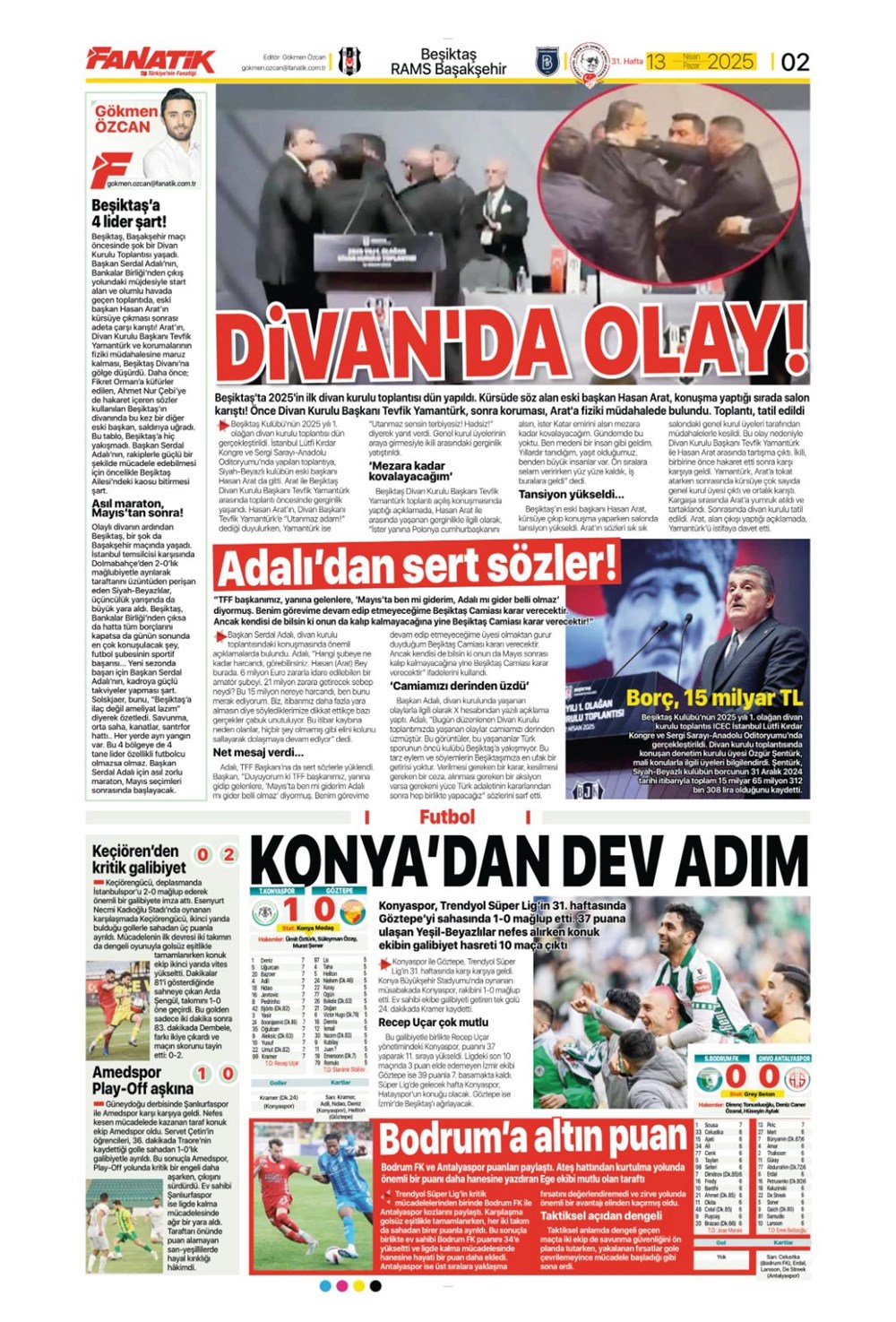 "Kartal ağır yaralı" (13 Nisan 2025 spor manşetleri) - 7