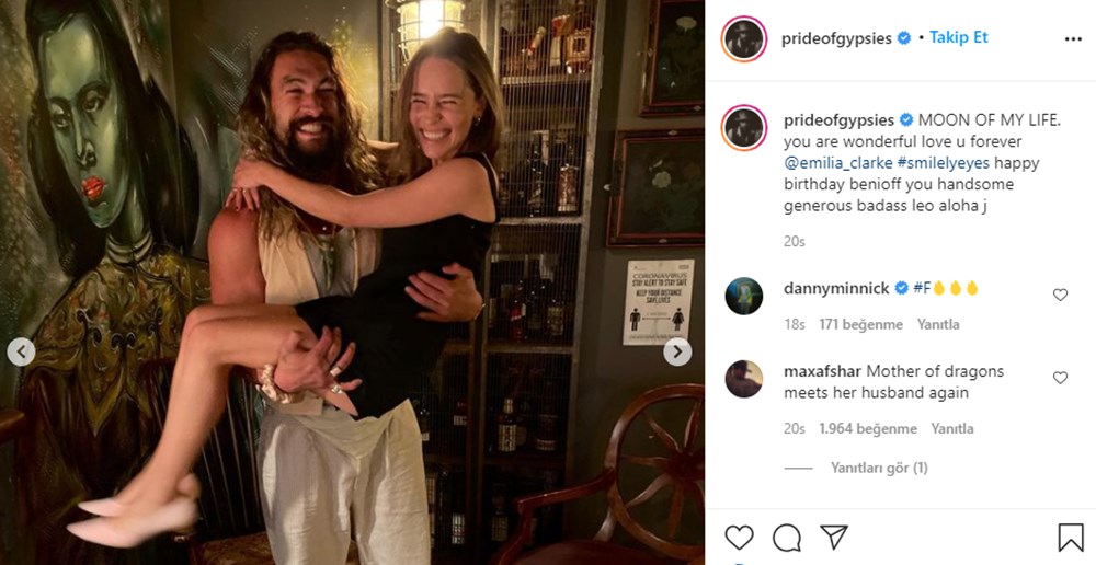 Game of Thrones'un yıldızları Jason Momoa ve Emilia Clarke yeniden bir arada - 3