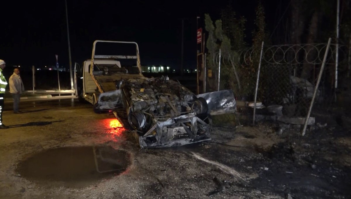 Takla atıp alev topuna dönen araçtan sağ çıktı, olay yerinden kaçtı