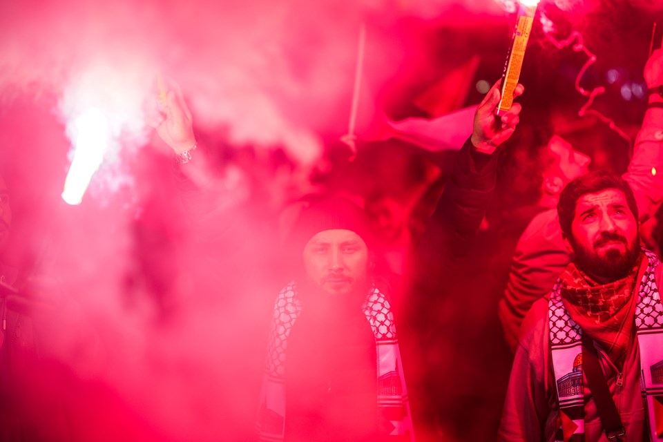 İstanbul'da İsrail Konsolosluğu önünde Filistin'e destek eylemi - 1