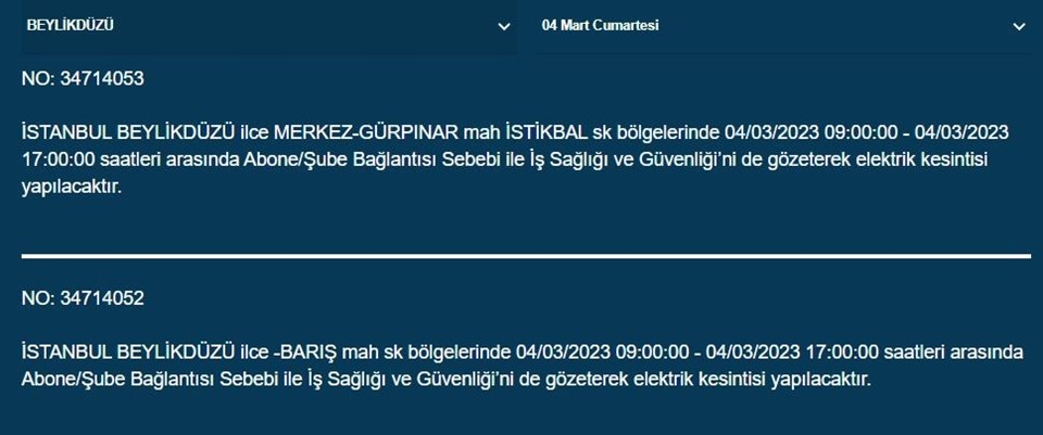 İstanbul'un birçok ilçesinde elektrik kesintisi (Avcılar, Tuzla, Beykoz, Bağcılar'da elektrikler ne zaman gelecek?) BEDAŞ ve AYEDAŞ duyurdu - 6