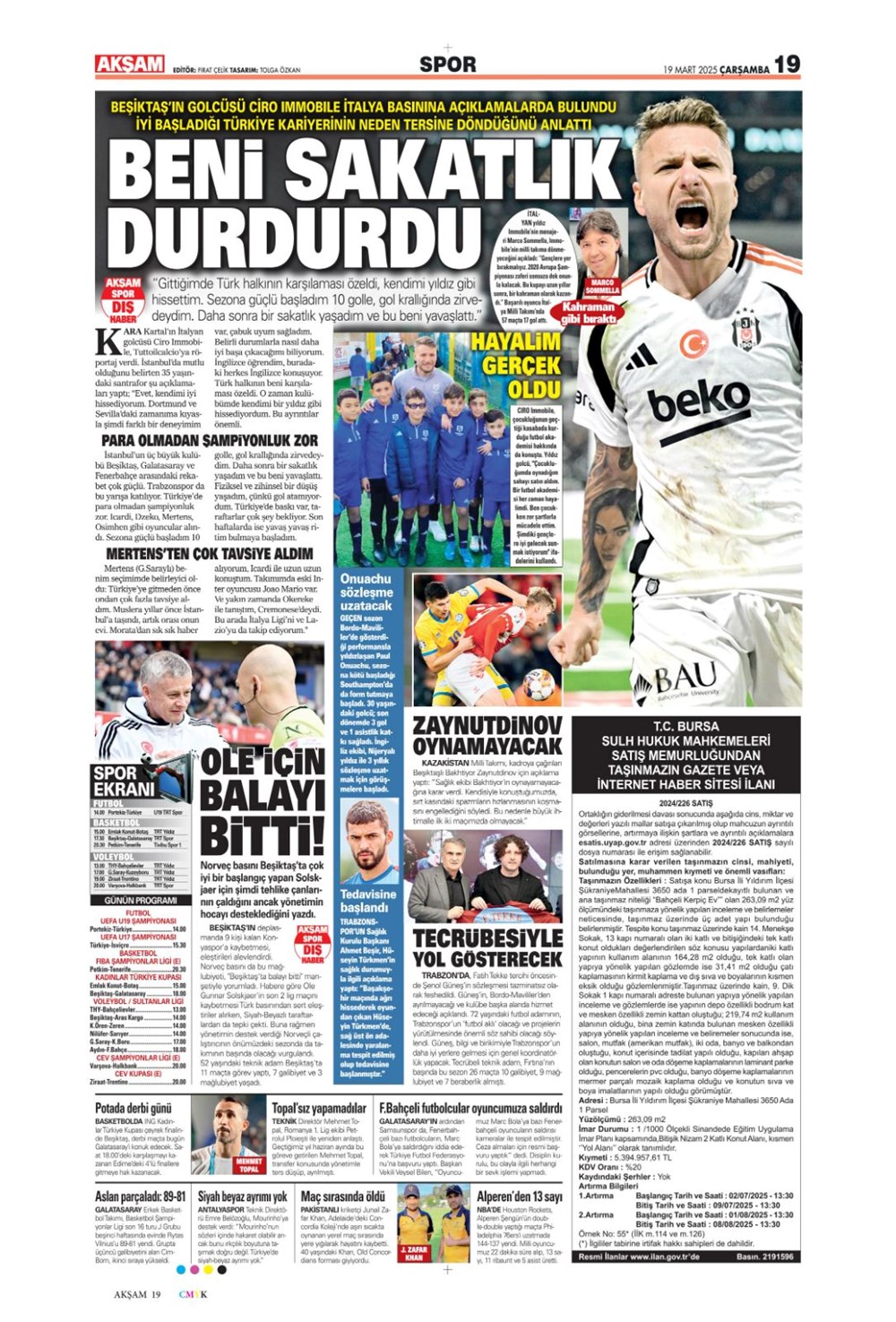 "Kayıtsız şartsız Mourinho" (19 Mart 2025 spor manşetleri) - 3