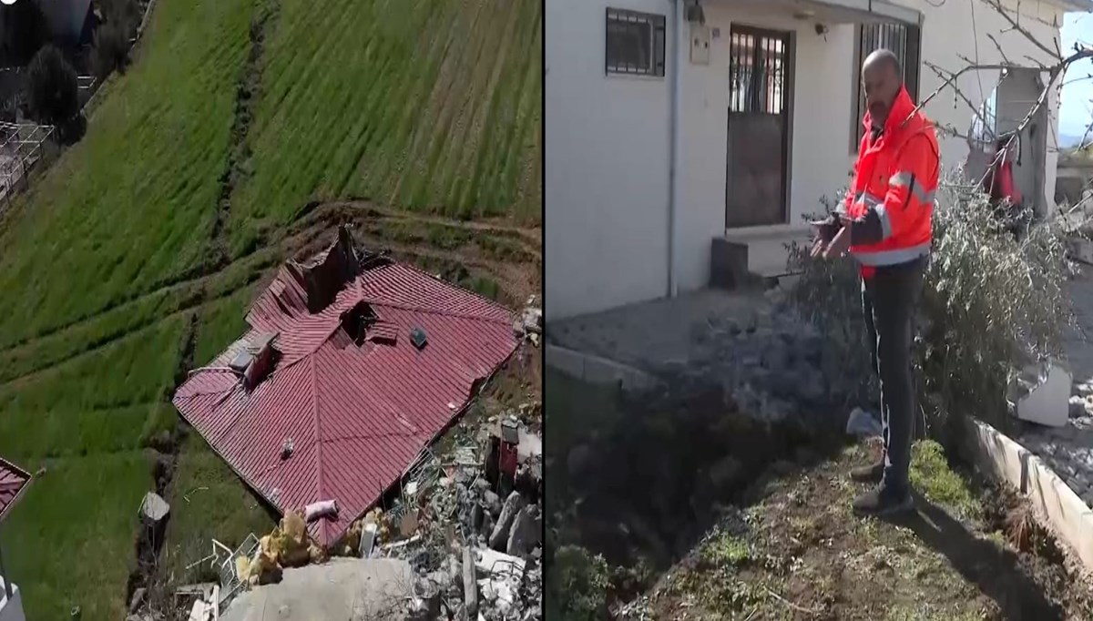 Depremde oluşan yarık mahalleyi ikiye böldü