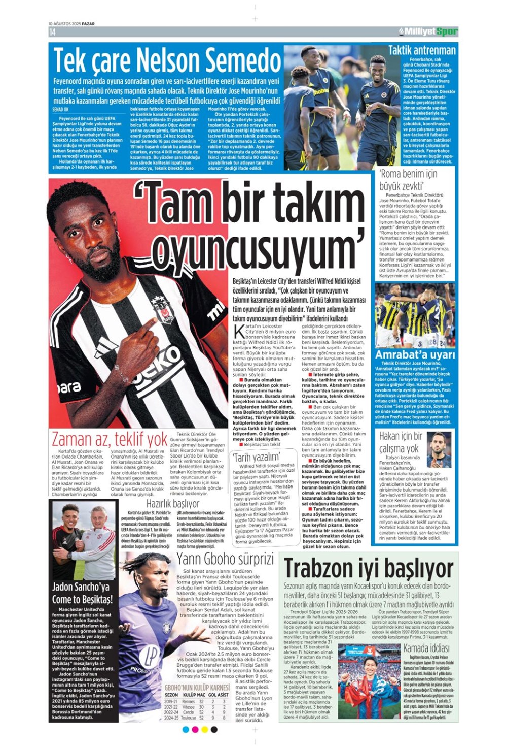 "Kadıköy rüyası" (10 Ağustos spor manşetleri) - 10