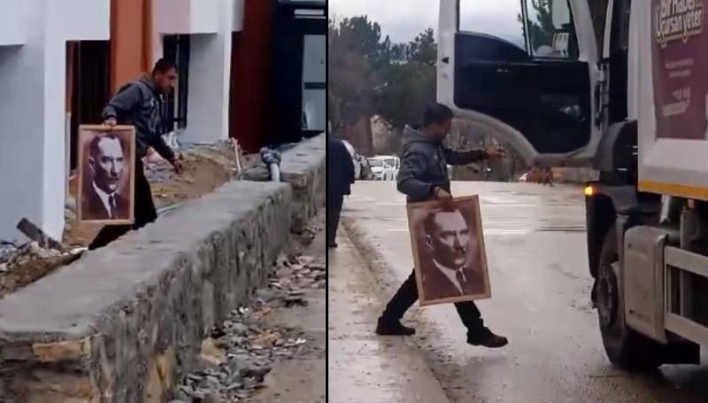 Karabük'te temizlik işçisinin Atatürk hassasiyeti