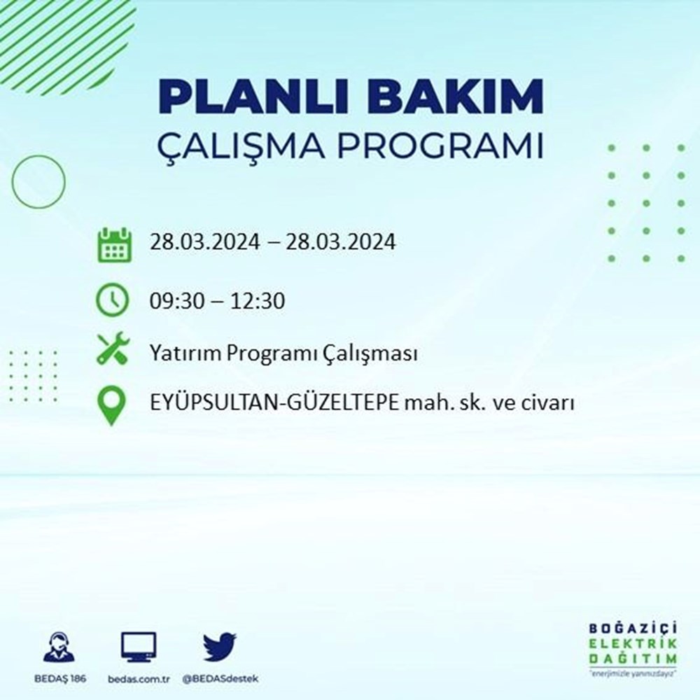 İstanbul'un 19 ilçesinde elektrik kesintisi: Elektrikler ne zaman gelecek? (28 Mart tarihli BEDAŞ kesinti programı) - 27