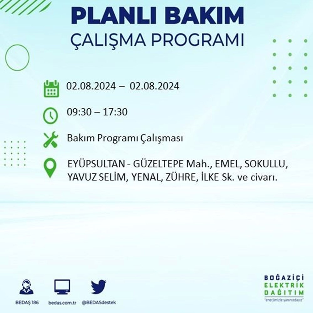 İstanbul'un 22 ilçesinde elektrik kesintisi: Elektrikler ne zaman gelecek? (2 Ağustos BEDAŞ kesinti programı) - 31