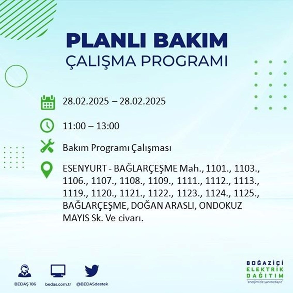 İstanbul'da Elektrikler Ne Zaman Gelecek? 21 İlçede BEDAŞ Kesinti Alarmı (28 Şubat) 108 k7md01O5S0C i8reaVd60Q