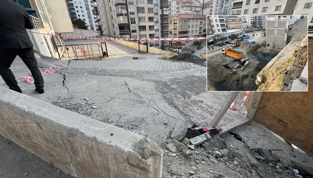 Ankara’da inşaat kazısında toprak kaydı Ankara’da inşaat kazısında toprak kaydı