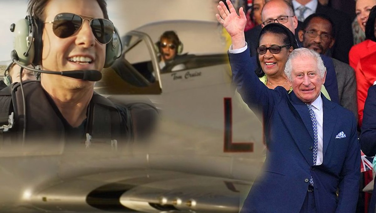 Tom Cruise Kral Charles'ı uçaktan selamladı Tom Cruise Kral Charles'ı uçaktan selamladı