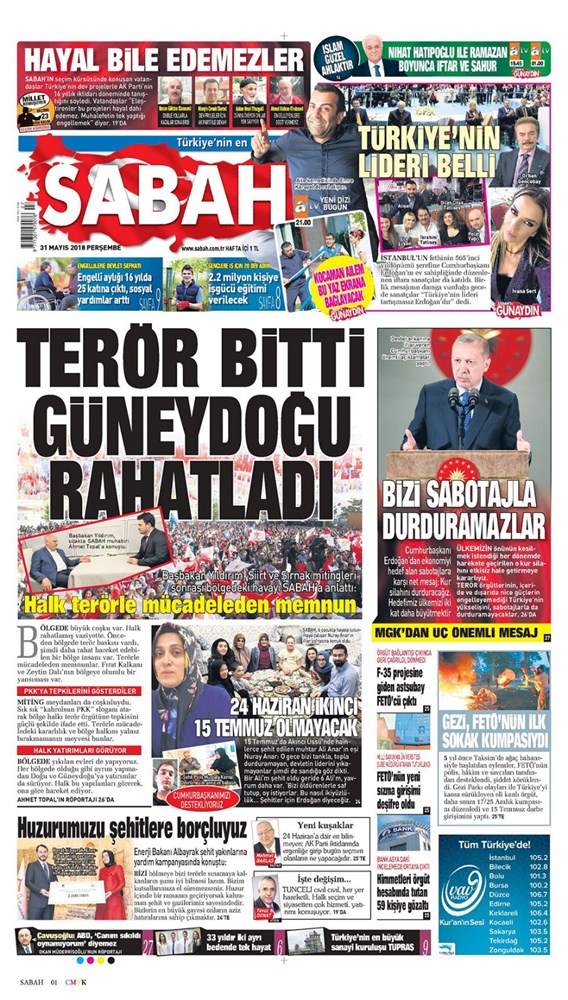 gunun gazete mansetleri 31 mayis 2018