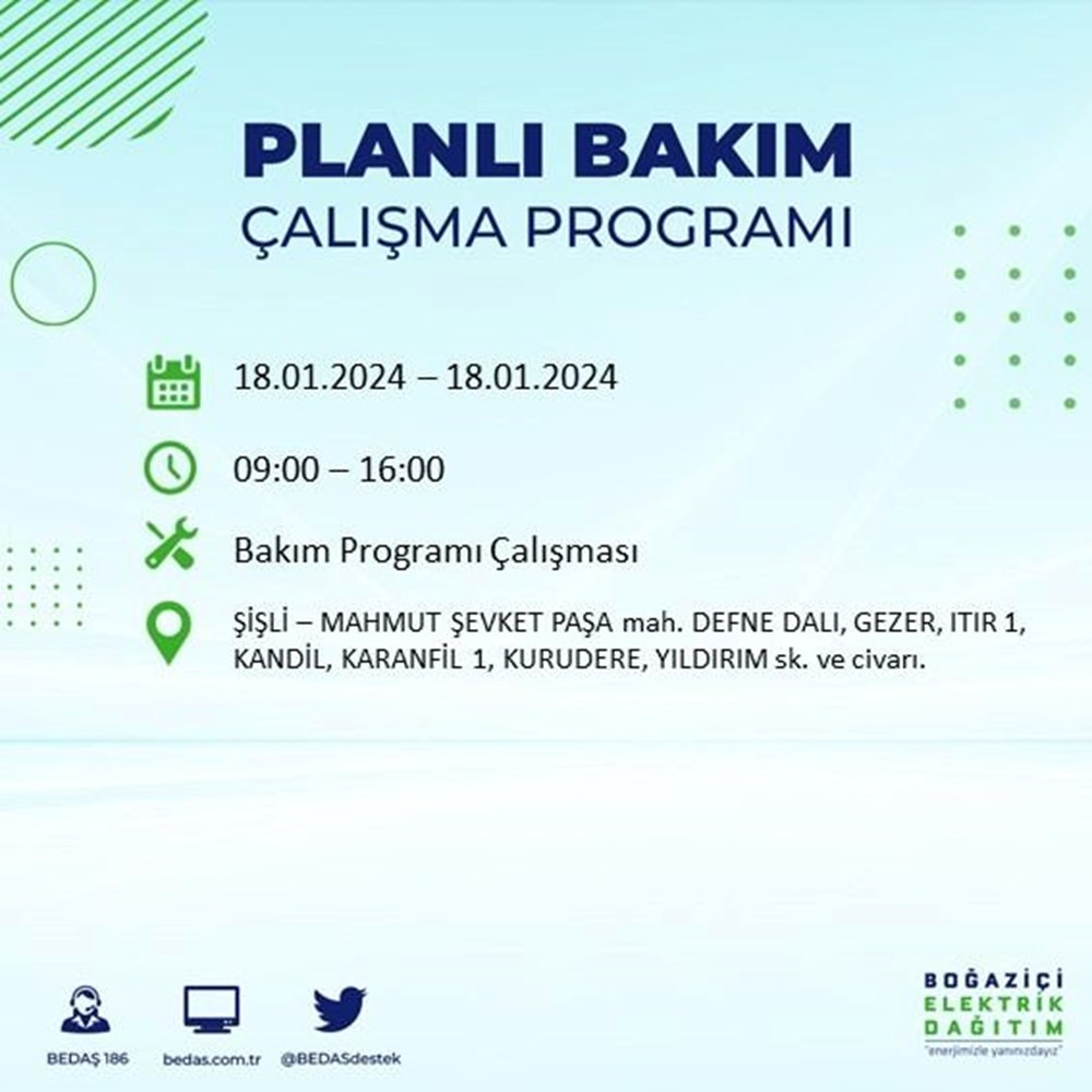 İstanbul'un 17 ilçesinde elektrik kesintisi: Elektrikler ne zaman gelecek? (18 Ocak BEDAŞ kesinti programı) - 41