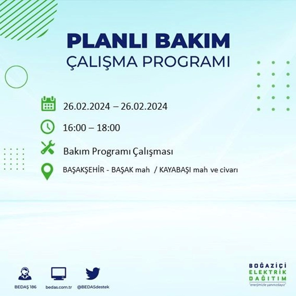 İstanbul'un 19 ilçesinde elektrik kesintisi: Elektrikler ne zaman gelecek? (26 Şubat BEDAŞ kesinti programı) - 23