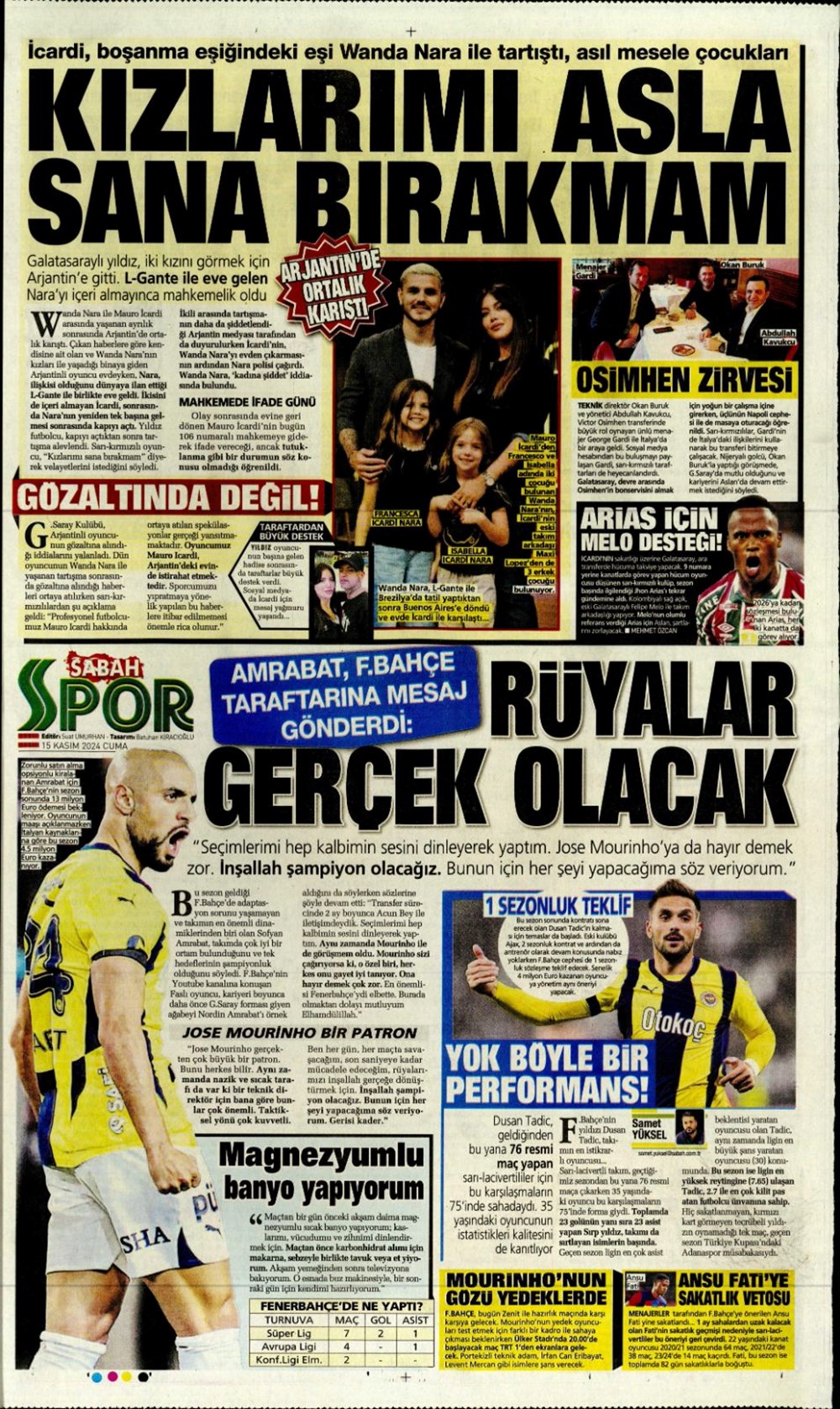 "Fener'e yıldız yağmuru" (15 Kasım 2024 spor manşetleri) - 6