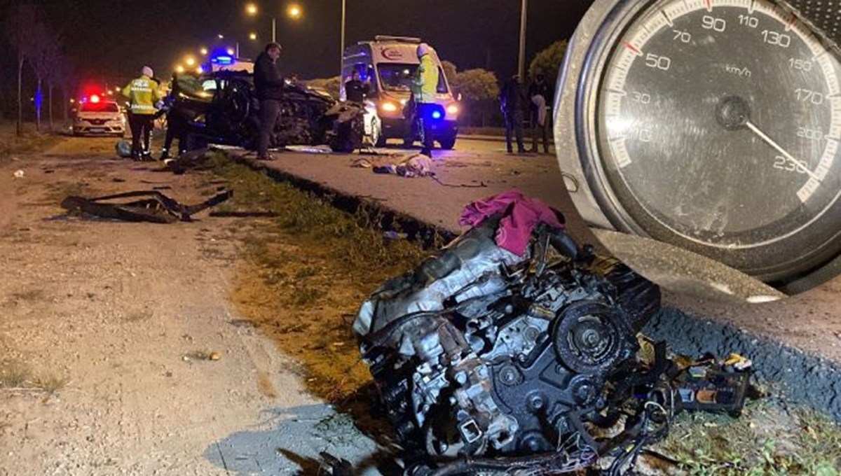 Yön levhasına çarpan otomobilin motoru yerinden fırladı: 1 ölü, 5 yaralı