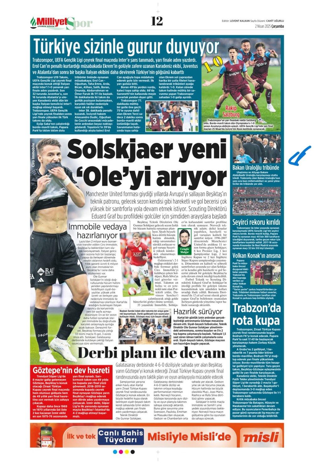 "Derbi bayramı" (2 Nisan 2025 spor manşetleri) - 18