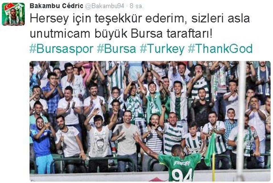 Bakambu'dan Bursaspor taraftarına teşekkür - 1