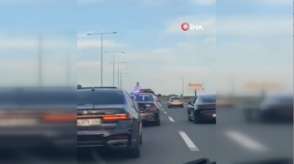 İstanbul’da TEM’i birbirine kattılar: Çakarlı gelin arabası yolu kesti, lüks otomobiller drift attı - 6