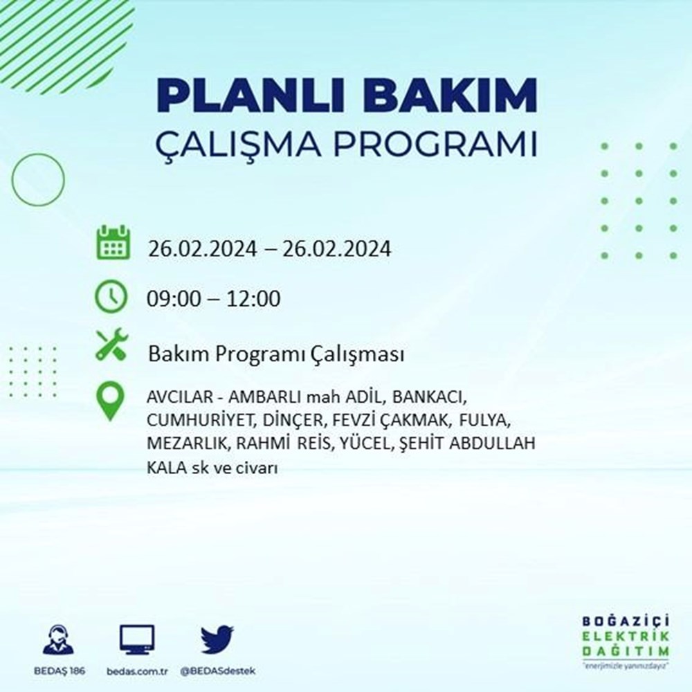 İstanbul'un 19 ilçesinde elektrik kesintisi: Elektrikler ne zaman gelecek? (26 Şubat BEDAŞ kesinti programı) - 9