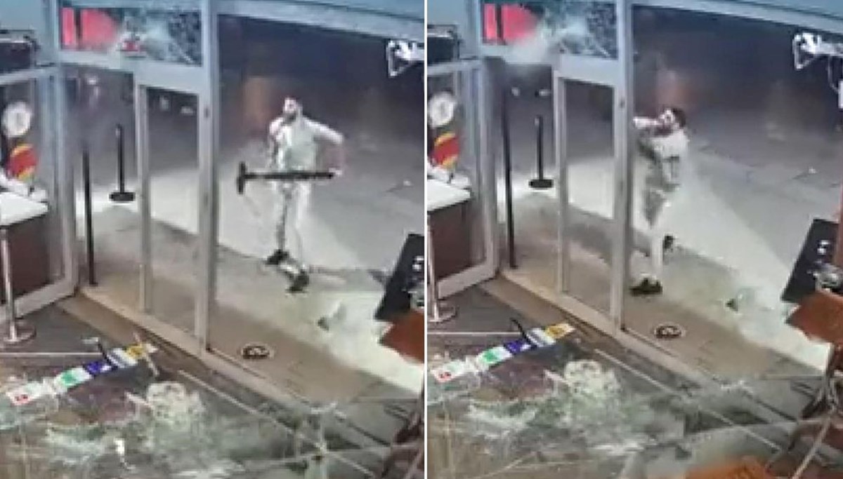 İsrail'in saldırılarına restoran zincirinin camlarını kırarak tepki gösterdi İsrail'in saldırılarına restoran zincirinin camlarını kırarak tepki gösterdi
