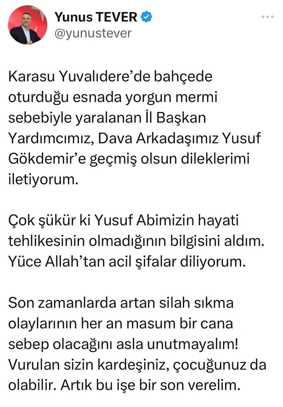 AK Parti Sakarya İl Başkan Yardımcısı Gökdemir, yorgun mermiyle yaralandı - 1