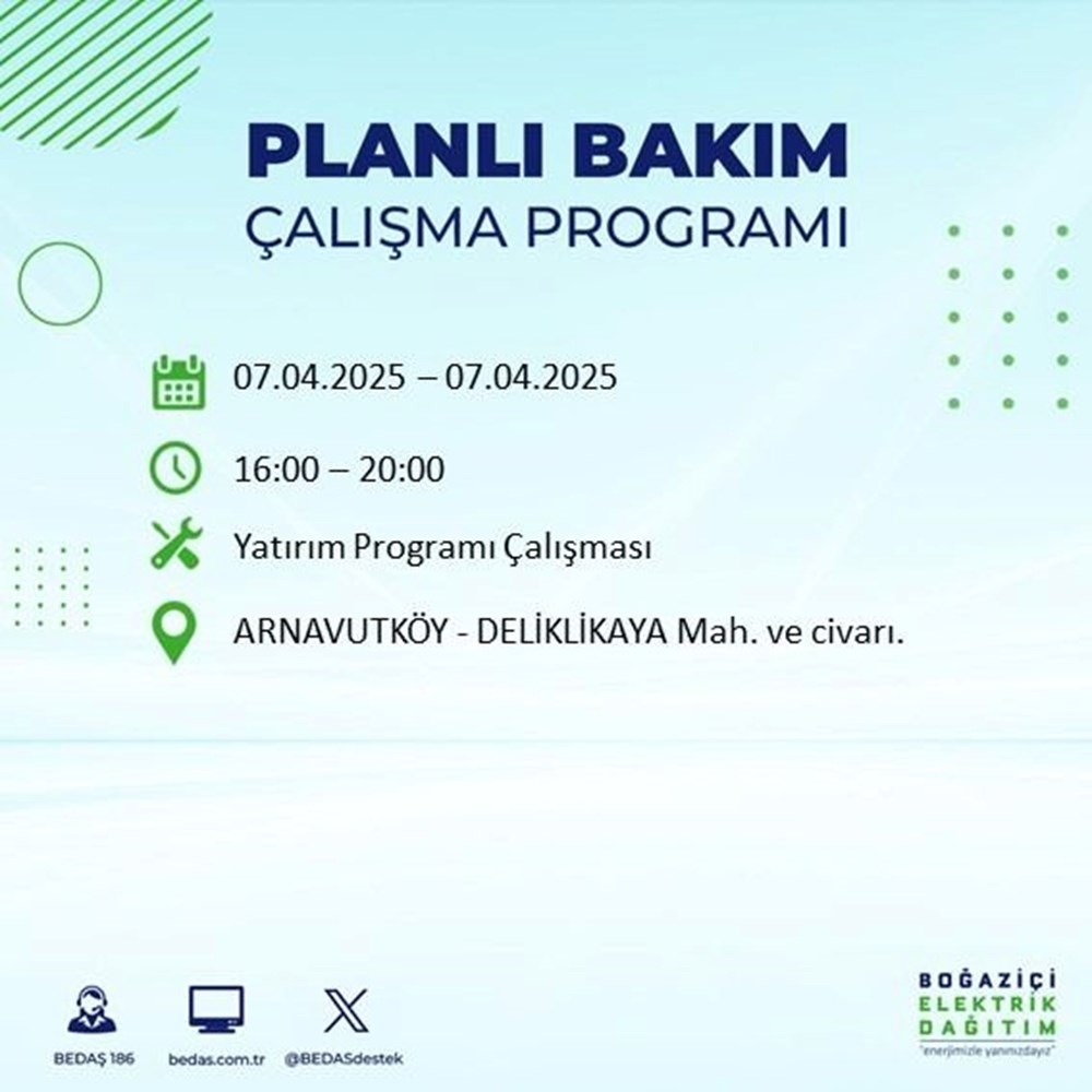İstanbul'un 21 ilçesinde elektrik kesintisi: Elektrikler ne vakit gelecek? 9 saat sürecek (7 Nisan BEDAŞ kesinti programı) 74