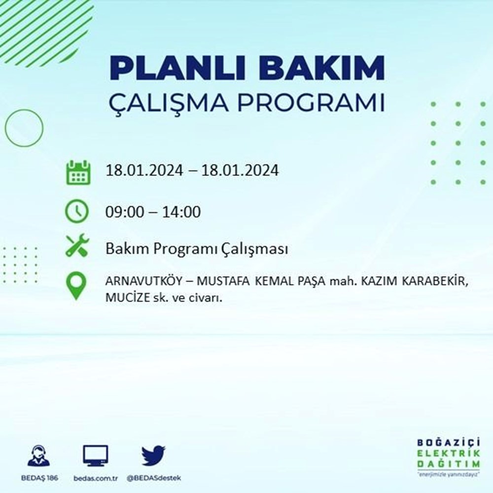 İstanbul'un 17 ilçesinde elektrik kesintisi: Elektrikler ne zaman gelecek? (18 Ocak BEDAŞ kesinti programı) - 7