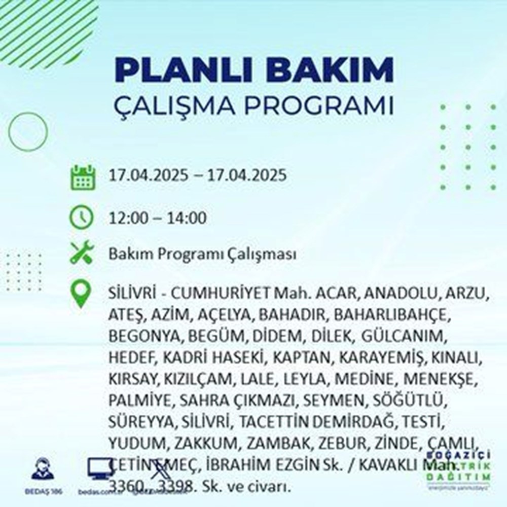İstanbul'un 21 ilçesinde (Sultangazi, Şişli, Zeytinburnu...) elektrik kesintisi: Elektrikler ne vakit gelecek? 107 lePRIZO0M0 ZyDJ9rzo82g