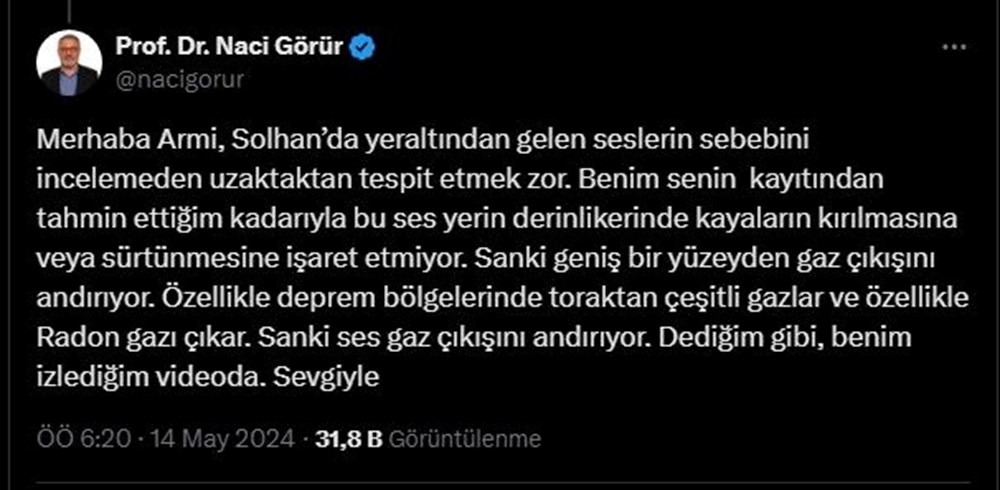 Bingöl’de yerin altından gelen ses deprem habercisi mi? Naci Görür'den açıklama - 3