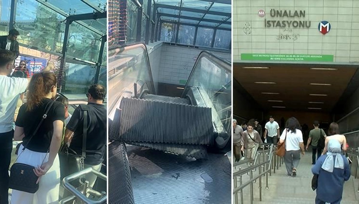 Ünalan metrosunda yürüyen merdiven arızası Ünalan metrosunda yürüyen merdiven arızası