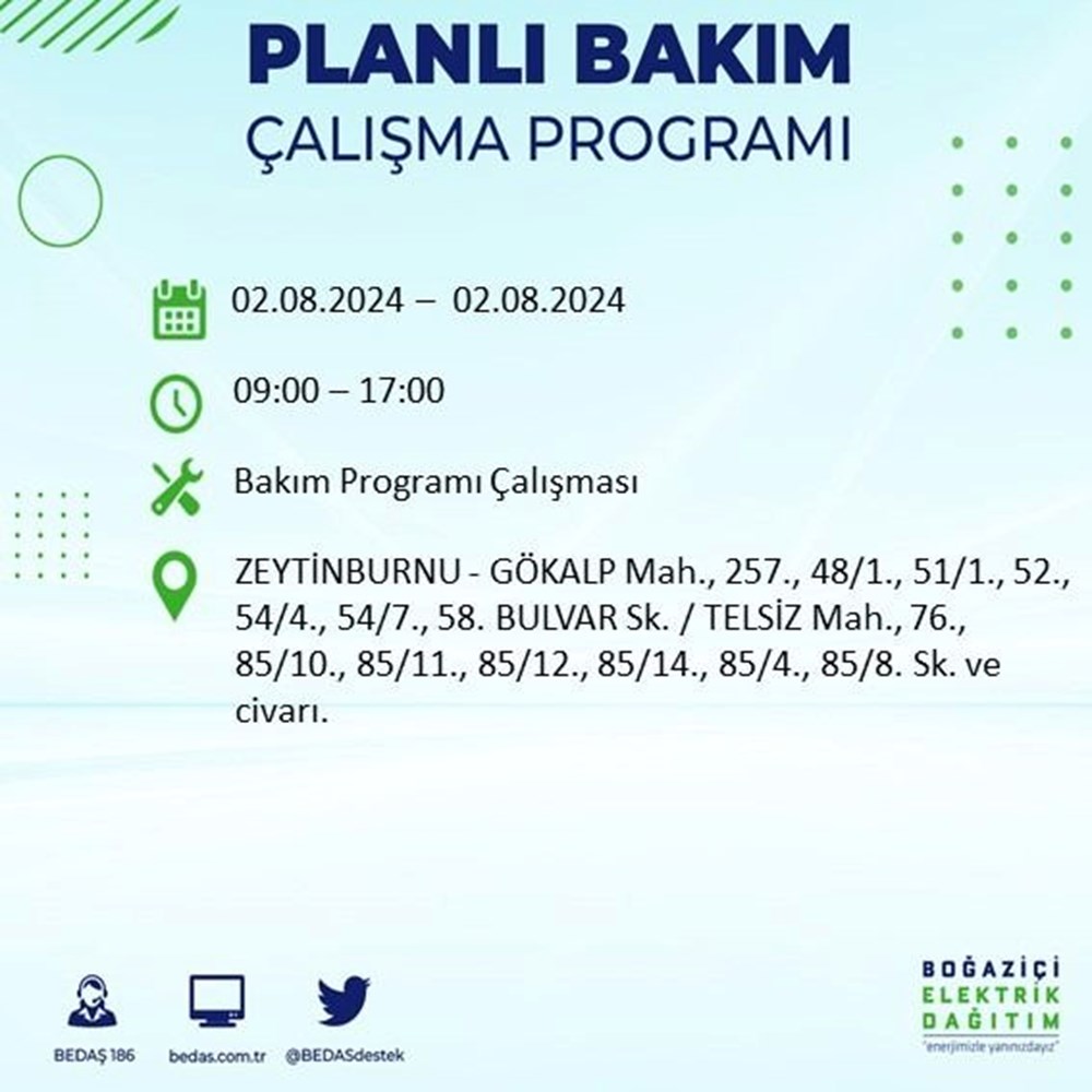 İstanbul'un 22 ilçesinde elektrik kesintisi: Elektrikler ne zaman gelecek? (2 Ağustos BEDAŞ kesinti programı) - 63