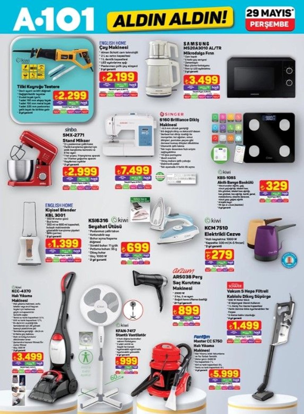 A101'e bayram geldi! A101 aktüel katalog 29 Mayıs: A101 marketlerde yeni haftada; Kule parti hoparlörü, bisiklet, termosifon, halı yıkama makinesi, kamp çadırı çeşitleri satışta - 9