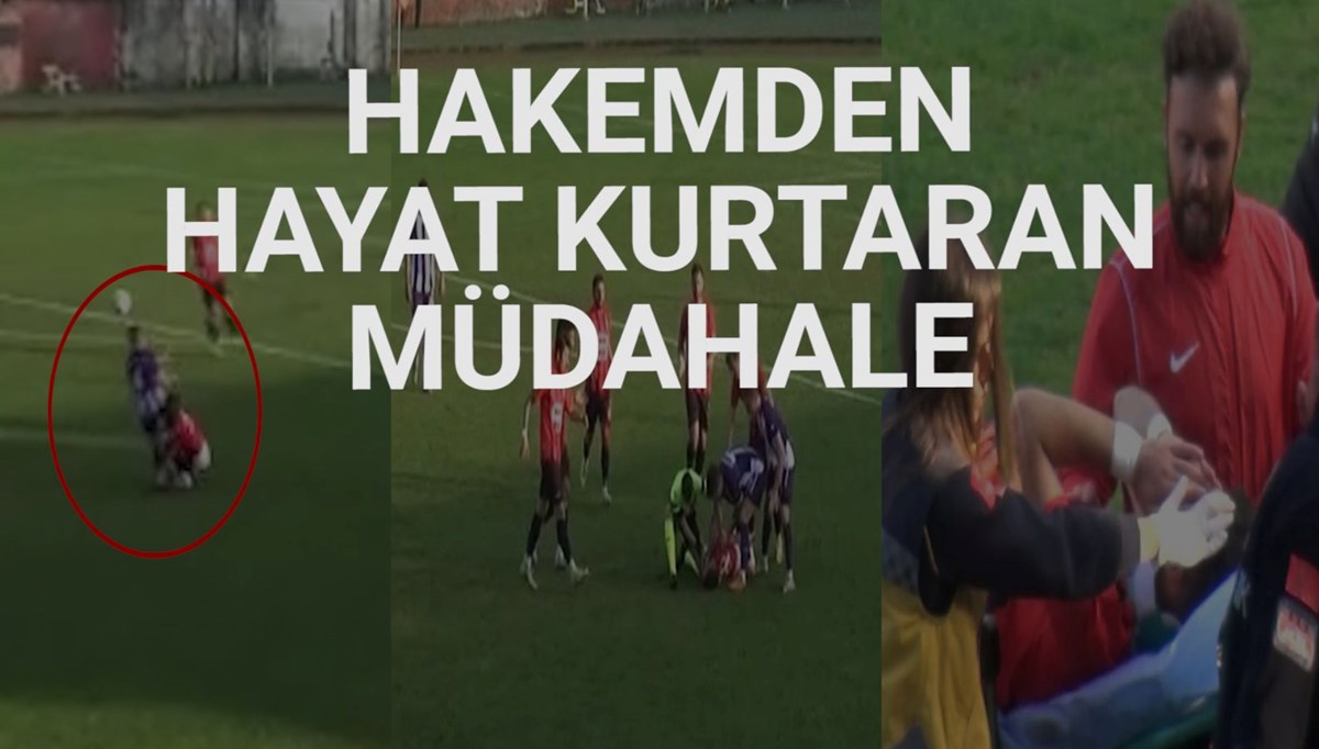 Dili boğazına kaçan futbolcuyu hakemin müdahalesi kurtardı