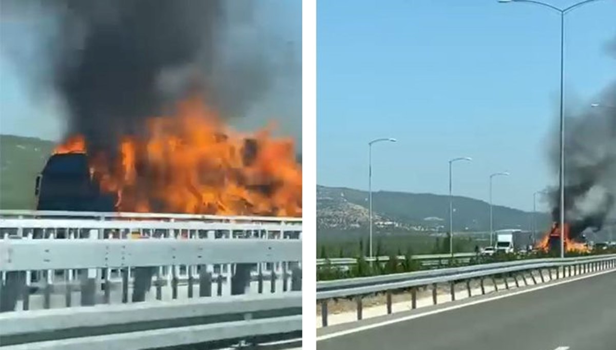 Seyir halindeki tır alev topuna döndü