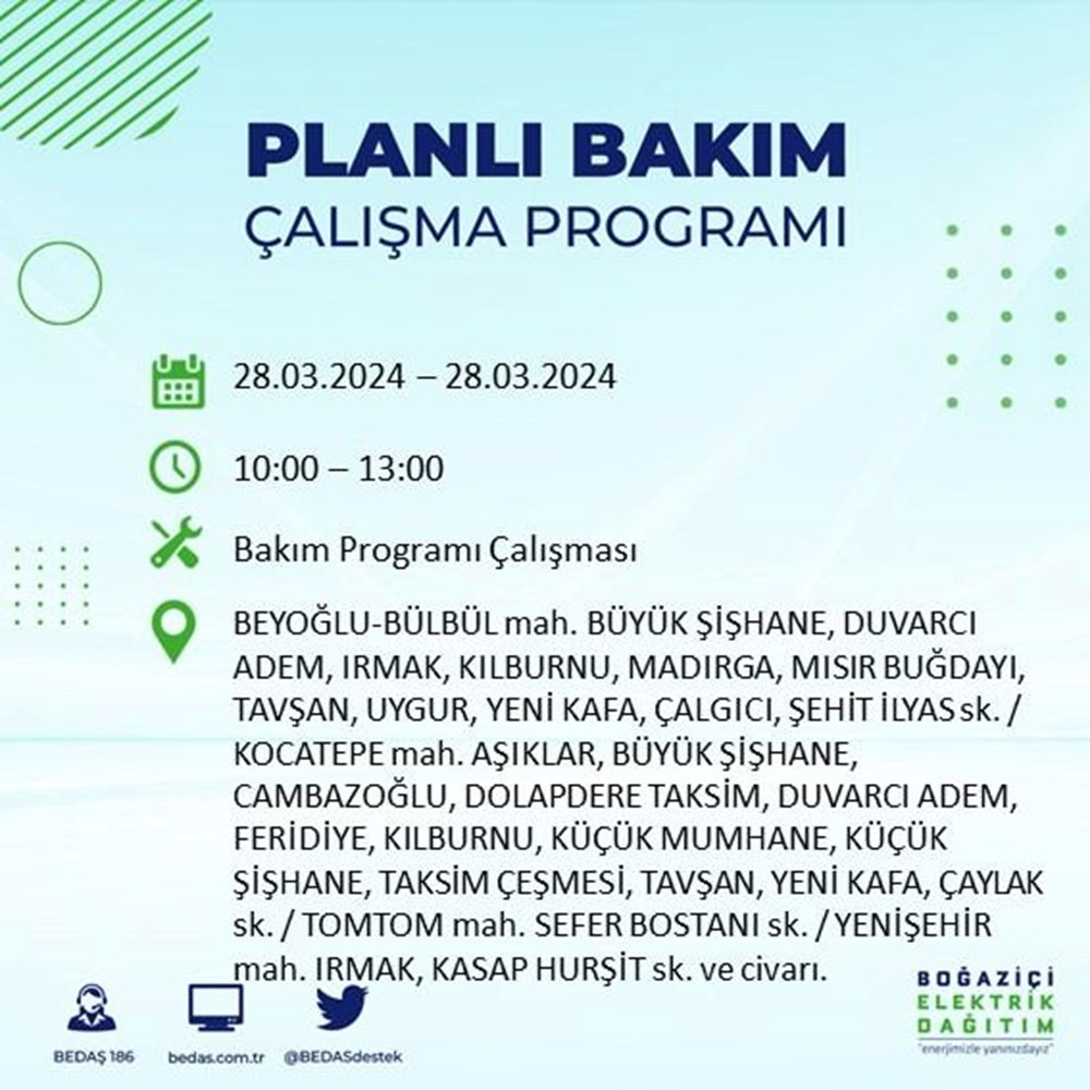 İstanbul'un 19 ilçesinde elektrik kesintisi: Elektrikler ne zaman gelecek? (28 Mart tarihli BEDAŞ kesinti programı) - 20