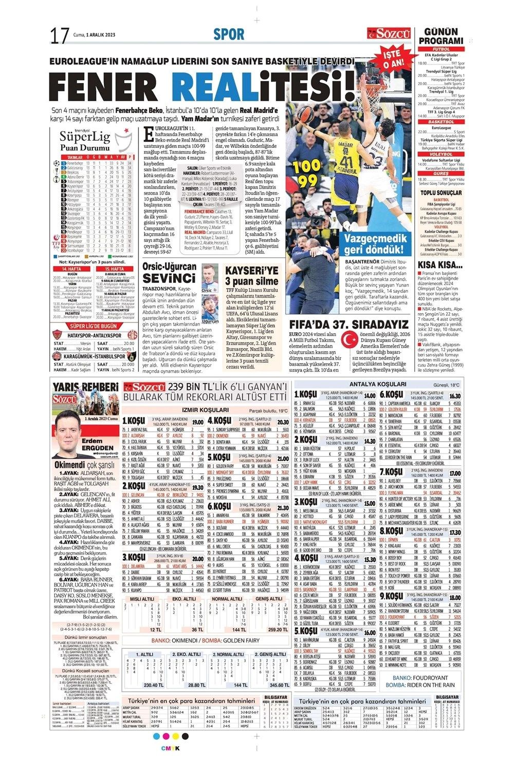 "Tarihi hezimet" (1 Aralık 2023 spor manşetleri) - 8