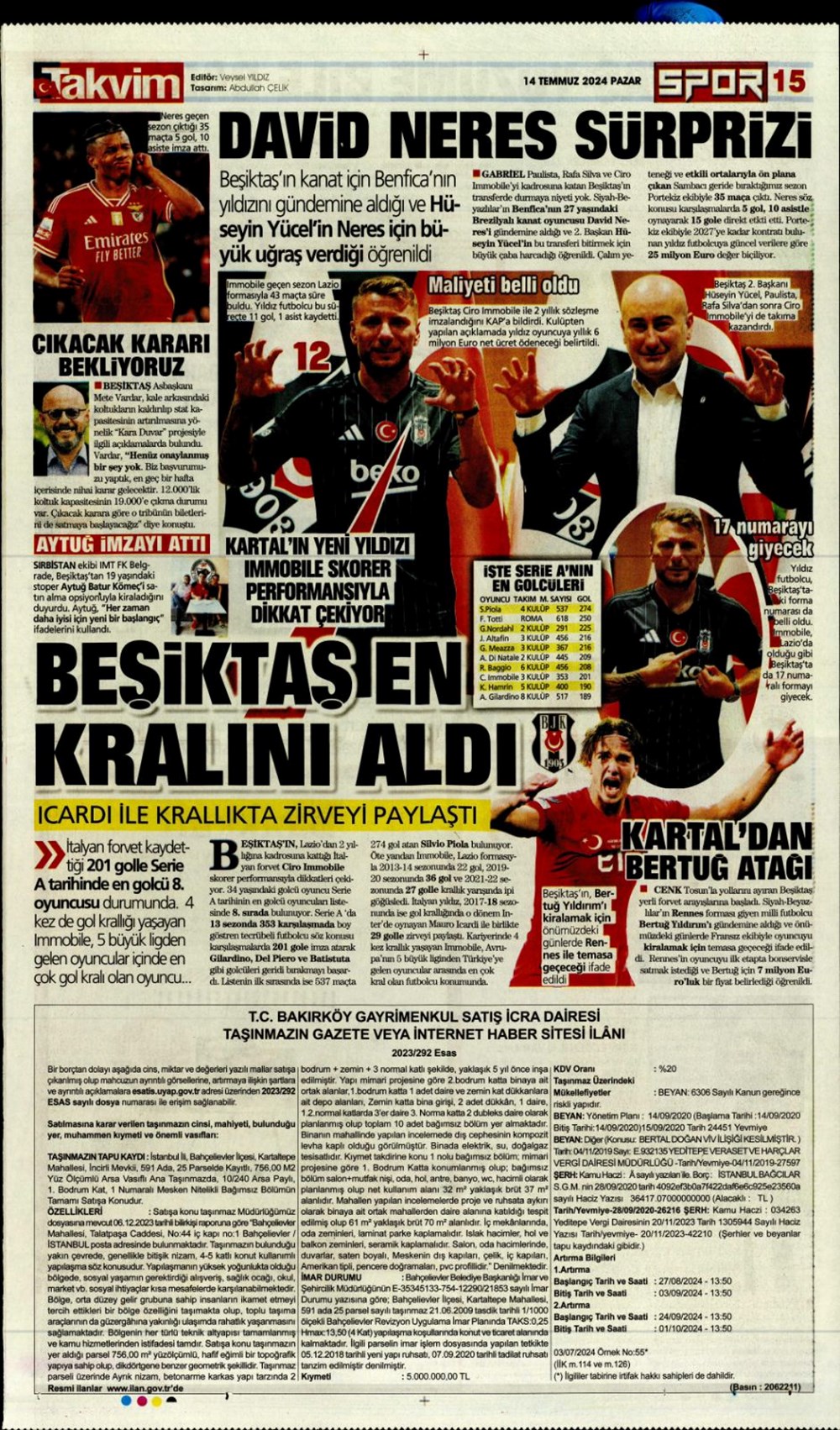 "Devlerle yarışa girdi: Hedef Felix" (14 Temmuz 2024 spor manşetleri) - 32