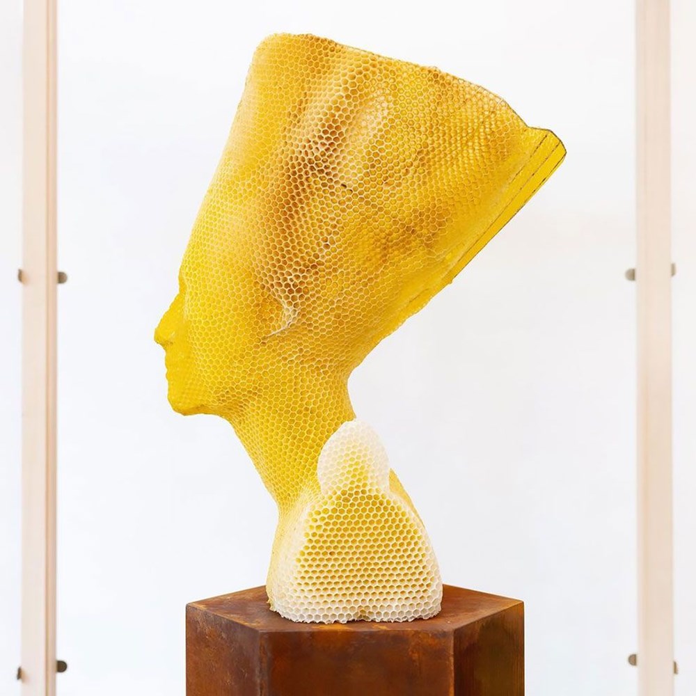Slovak sanatçı 60 bin bal arısıyla Nefertiti büstü yaptı - 4