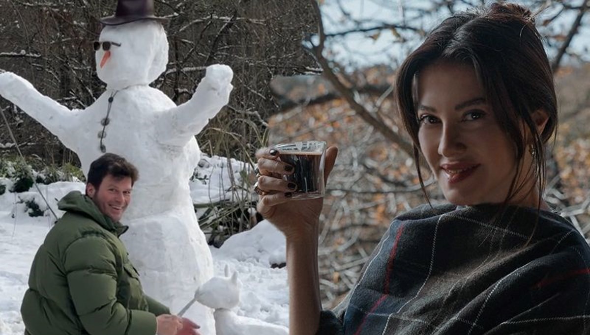 Kıvanç Tatlıtuğ'un eşi Başak Dizer paylaştı: Dünyanın en güzel kardan adamı