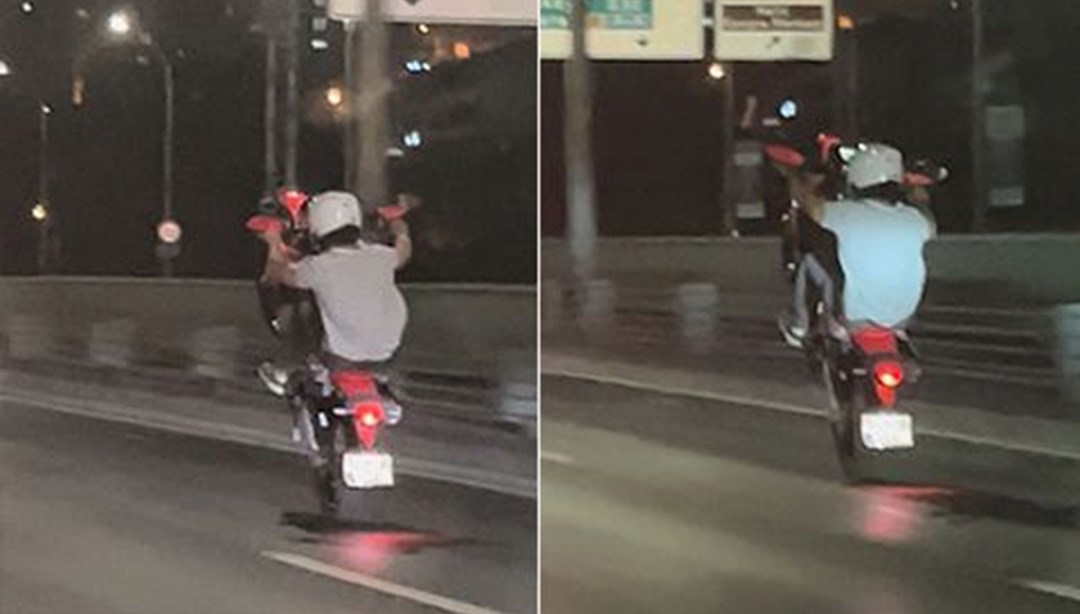 Haliç Köprüsü'nde motosiklet sürücüsünden tehlikeli hareketler